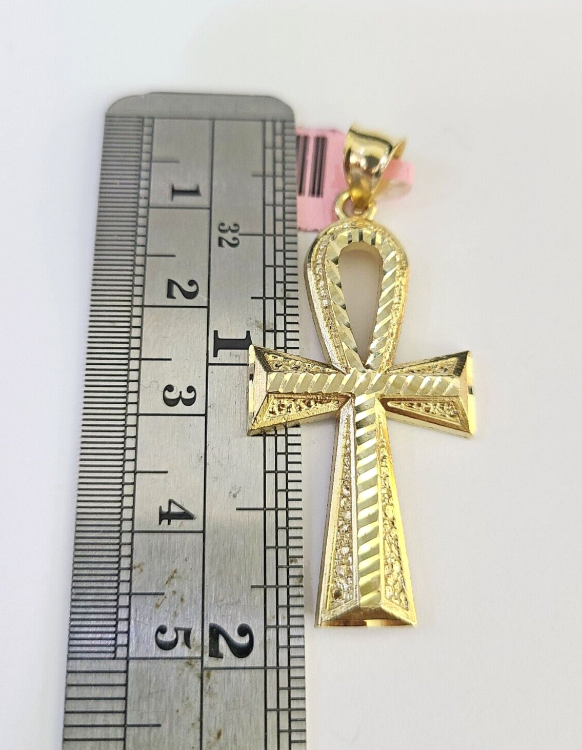 Real 14k Solid Rope Chain Jesus Ankh Cross Charm Set 3mm 18"-26" Necklace Gold